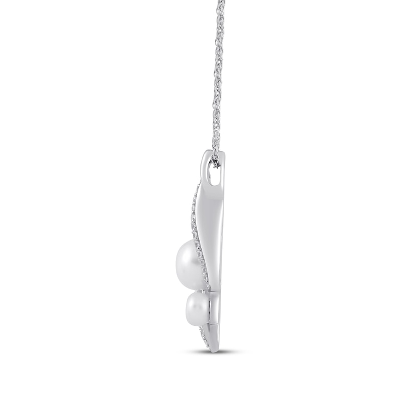 Main Image 2 of Cultured Pearl Trio & White Lab-Created Sapphire Swirl Necklace Sterling Silver 18&quot;