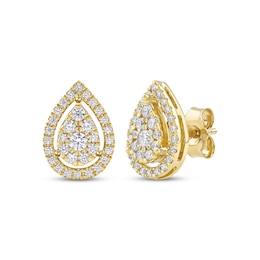 Diamond Teardrop Frame Stud Earrings 1/2 ct tw 10K Yellow Gold