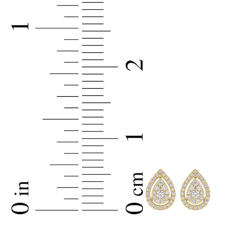 Main Image 5 of Diamond Teardrop Frame Stud Earrings 1/2 ct tw 10K Yellow Gold