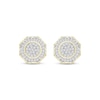 Thumbnail Image 1 of Men's Baguette & Round-Cut Diamond Octagon Stud Earrings 1/3 ct tw 10K Yellow Gold