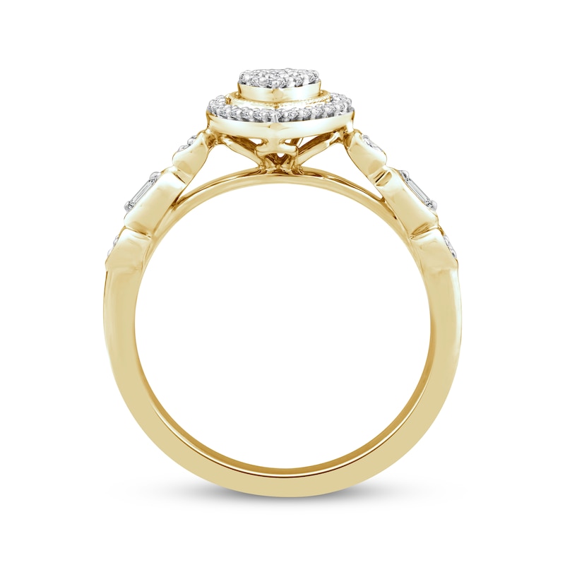 Main Image 3 of Multi-Diamond Center Heart-Shaped Promise Ring 1/5 ct tw 10K Yellow Gold