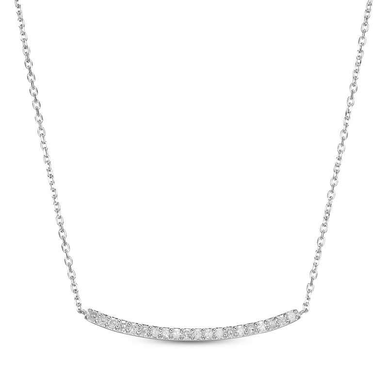 Main Image 1 of Diamond Smile Necklace 1/5 ct tw Sterling Silver 18&quot;