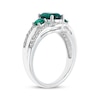 Thumbnail Image 2 of Oval & Round-Cut Lab-Created Emerald, White Lab-Created Sapphire Ring Sterling Silver