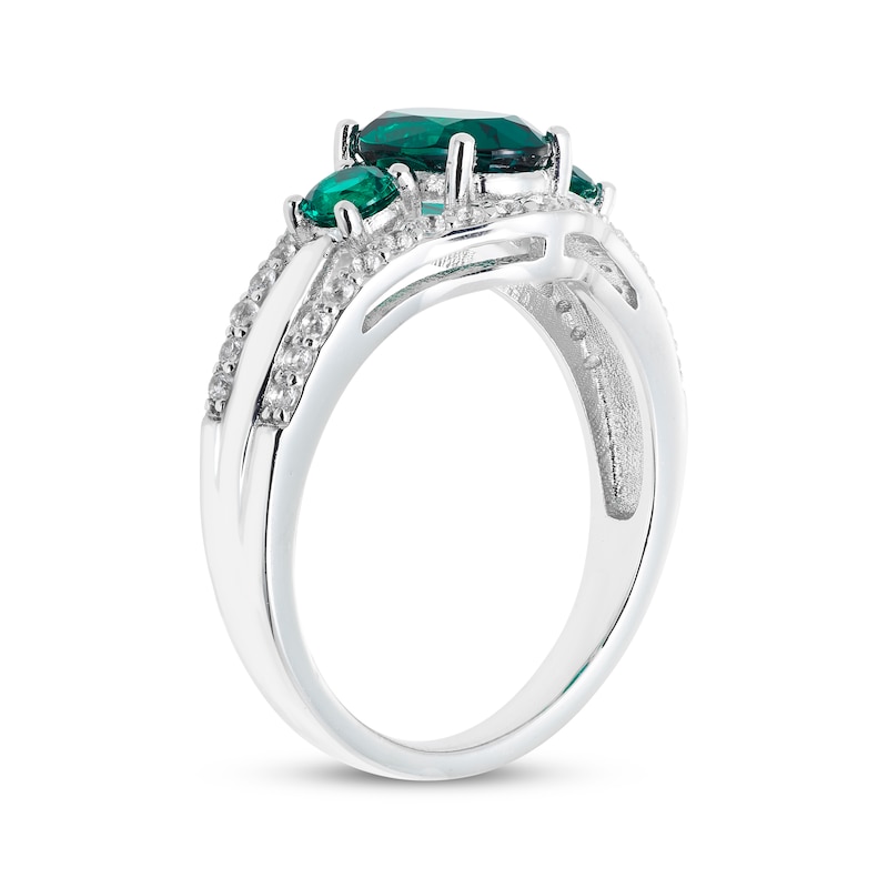 Oval & Round-Cut Lab-Created Emerald, White Lab-Created Sapphire Ring ...