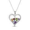 Thumbnail Image 1 of Citrine, Garnet, Amethyst, Peridot, Sky Blue Topaz & White Lab-Created Sapphire Heart Necklace Sterling Silver 18&quot;