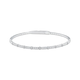 Diamond Station Flex Bangle Bracelet 1/8 ct tw Sterling Silver