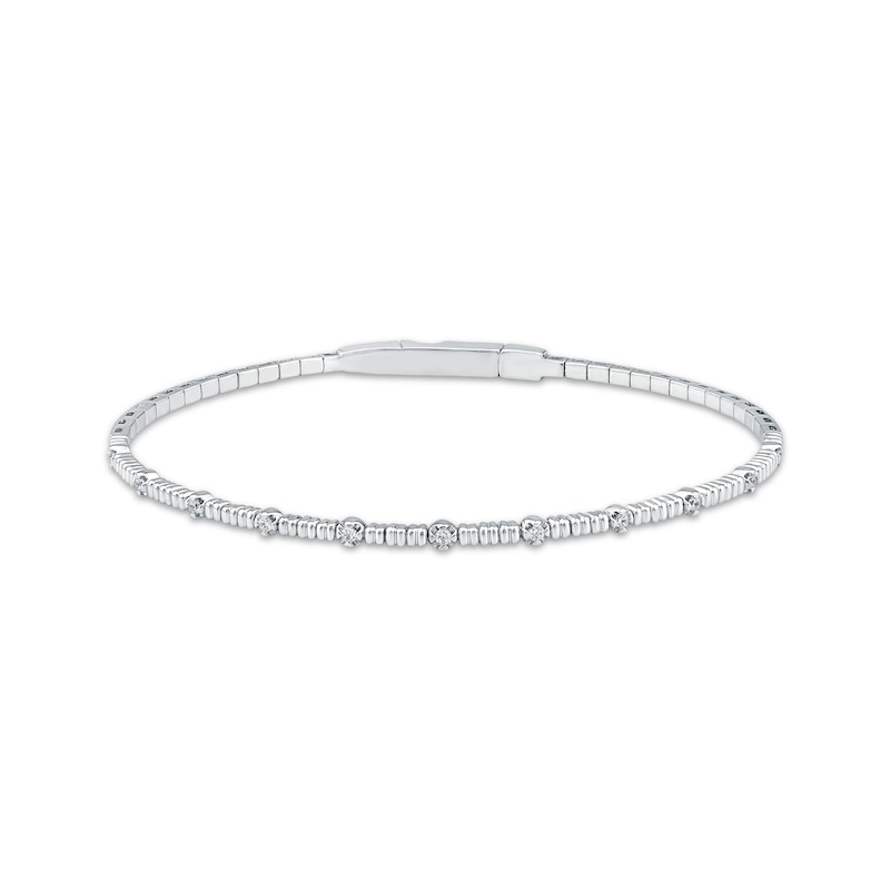 Diamond Station Flex Bangle Bracelet 1/8 ct tw Sterling Silver