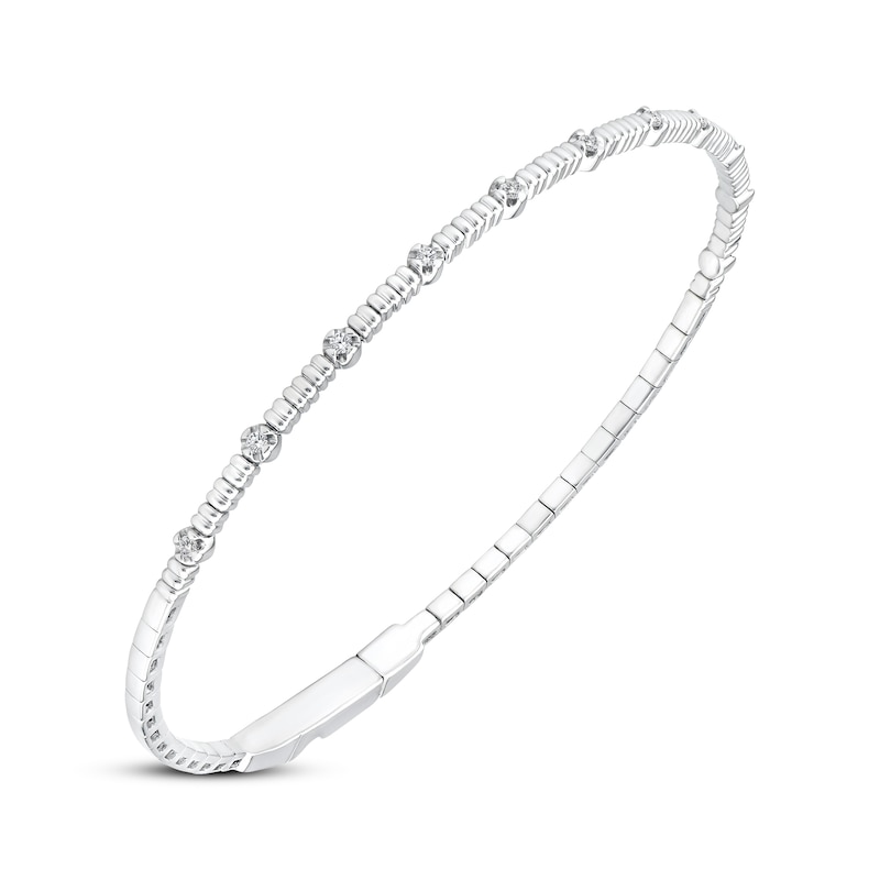 Diamond Station Flex Bangle Bracelet 1/8 ct tw Sterling Silver