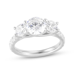 Memories, Moments, Magic Round-Cut Lab-Created Diamond Three-Stone Engagement Ring 3 ct tw 14K White Gold