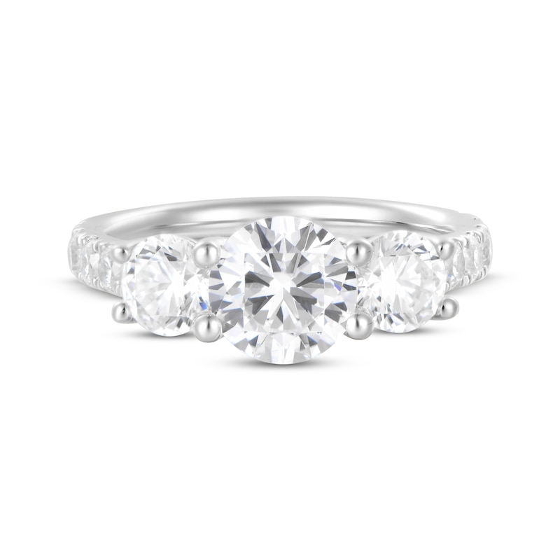 Memories, Moments, Magic Round-Cut  Lab-Grown diamond Three-Stone Engagement Ring 3 ct tw 14K White Gold