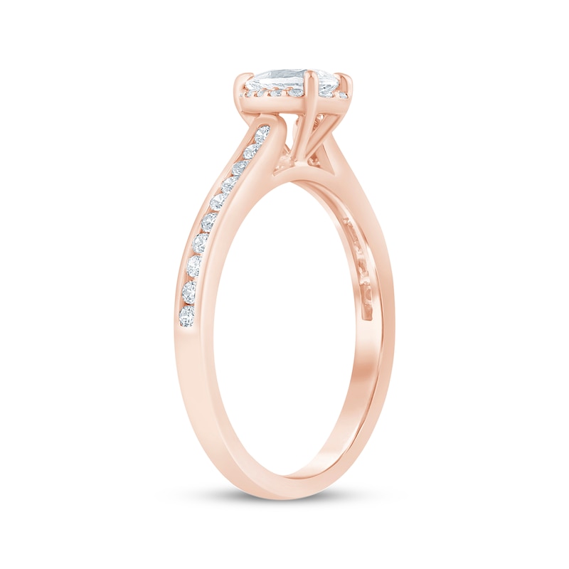 Pear-Shaped Diamond Halo Engagement Ring 1/2 ct tw 14K Rose Gold