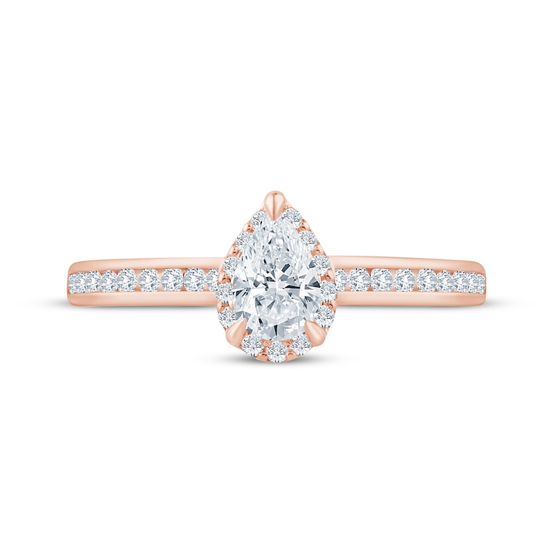 Pear-Shaped Diamond Halo Engagement Ring 1/2 ct tw 14K Rose Gold