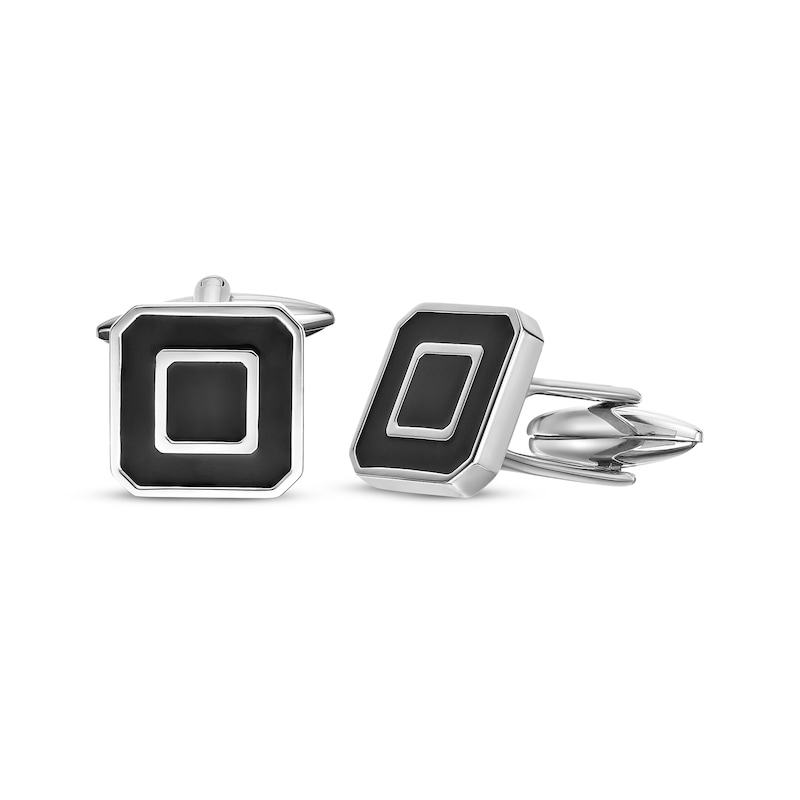 Cufflinks Black Epoxy & Stainless Steel