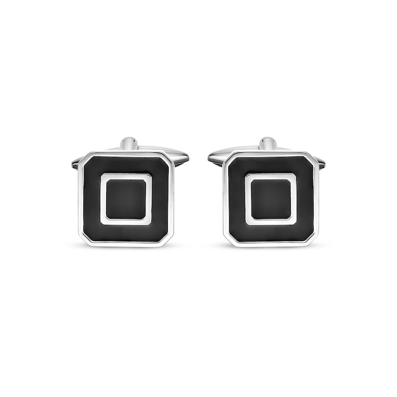 Cufflinks Black Epoxy & Stainless Steel