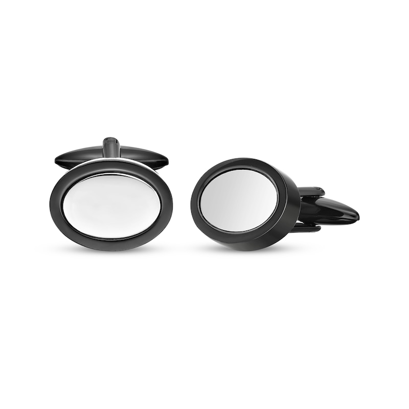 Oval Cuff Links Black Ion Plating & Stainless Steel