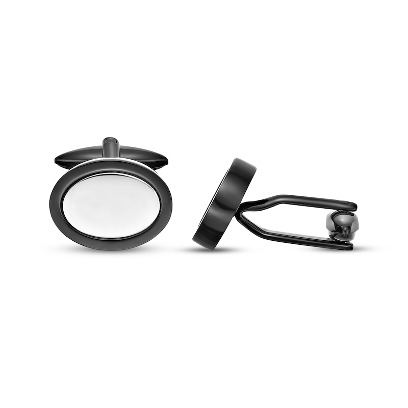 Oval Cuff Links Black Ion Plating & Stainless Steel