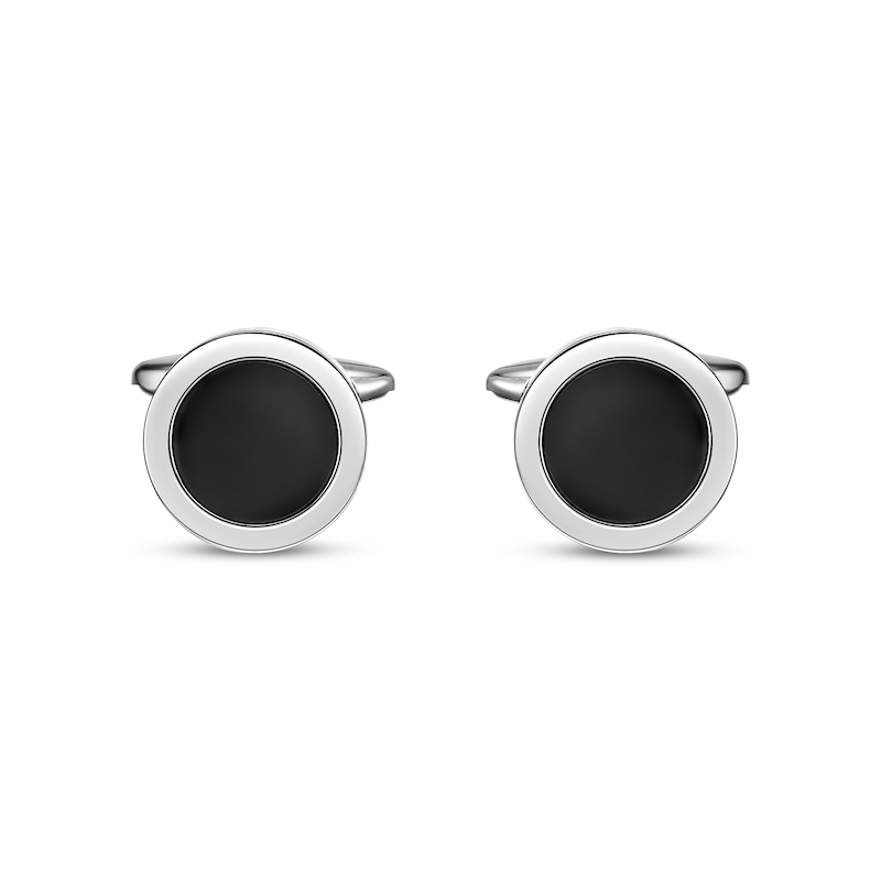 Men's Black Epoxy Cufflinks Stainless Steel