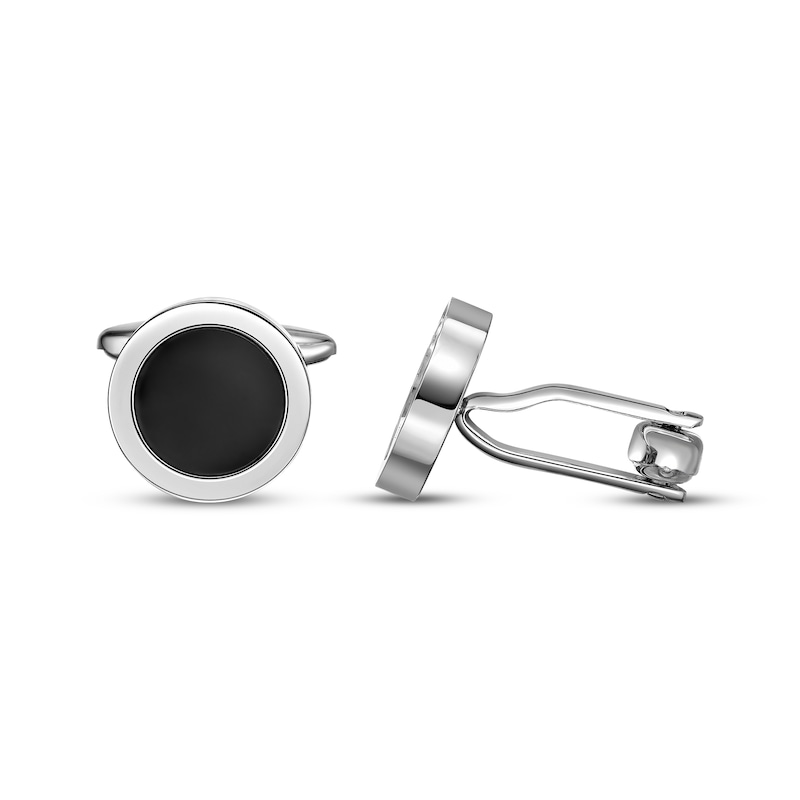 Men's Black Epoxy Cufflinks Stainless Steel