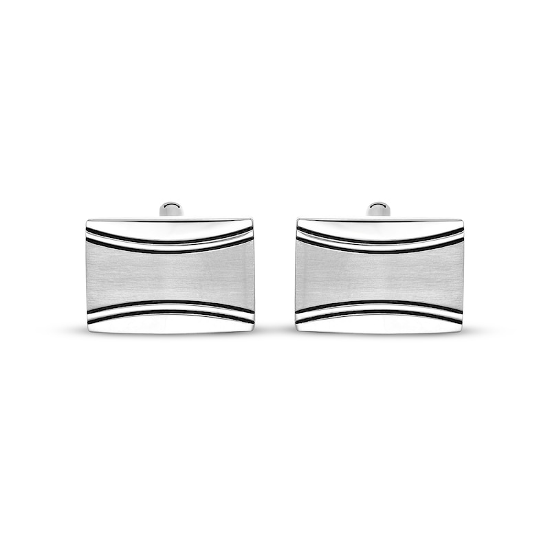 Rectangle Cufflinks Stainless Steel & Black Epoxy