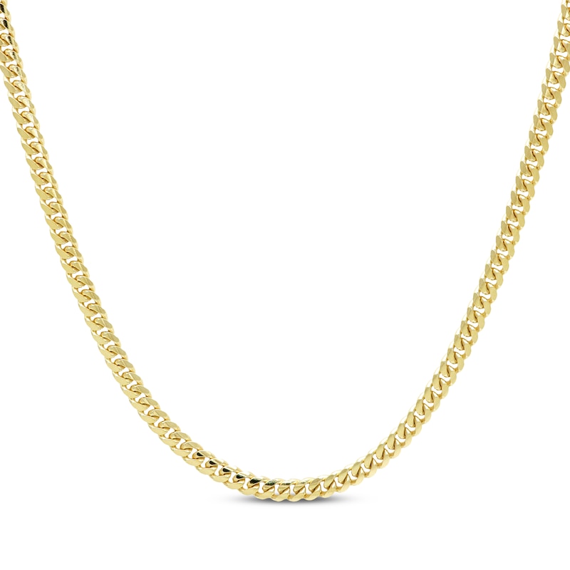 Solid Cuban Curb Chain Necklace 3.3mm 14K Yellow Gold 20"