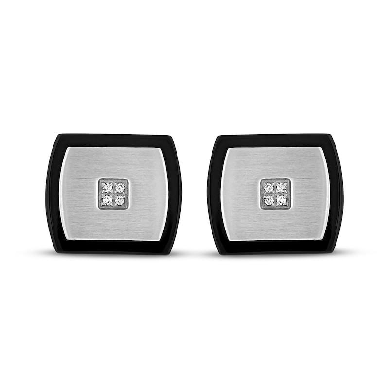 Main Image 2 of Diamond Accent Cufflinks Stainless Steel & Black Ion Plating