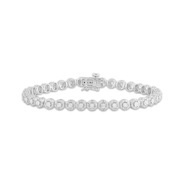 Diamond Halo Link Bracelet 1 ct tw Sterling Silver 7&quot;