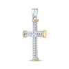 Thumbnail Image 2 of Diamond Textured Cross Charm 1/4 ct tw 10K Two-Tone Gold