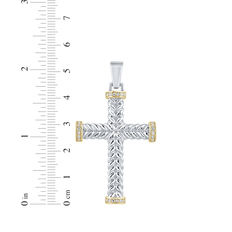 Main Image 4 of Diamond Textured Cross Charm 1/4 ct tw 10K Two-Tone Gold