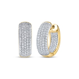 Men's Diamond Inside-Out Huggie Hoop Earrings 3/4 ct tw 10K Yellow Gold