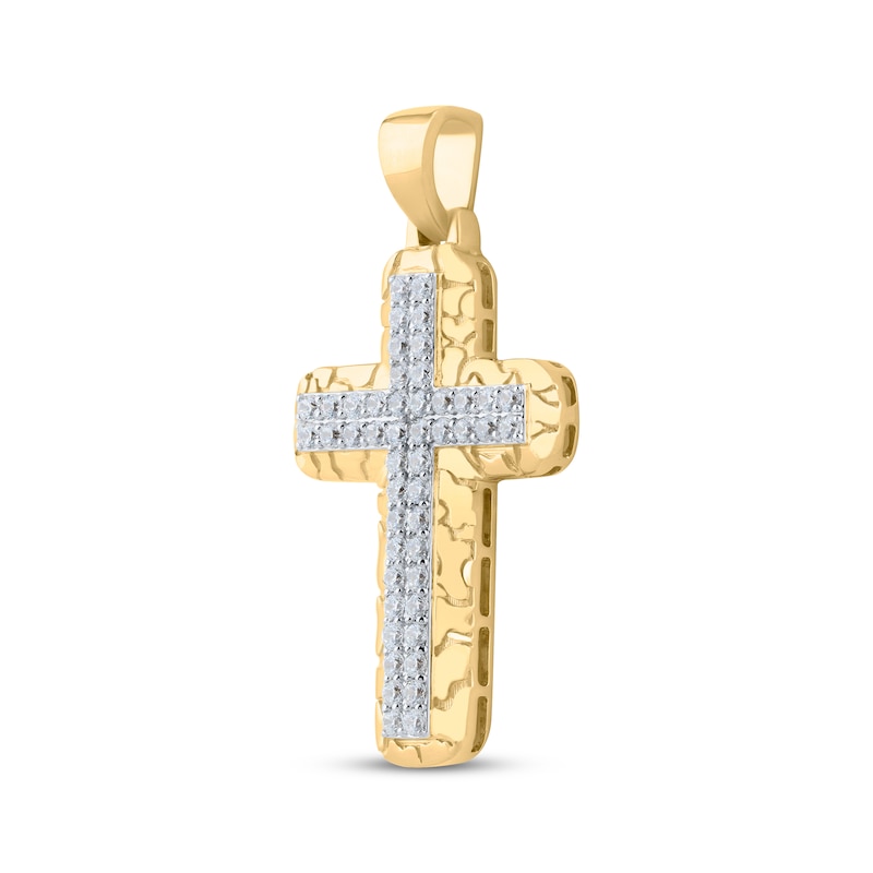 Main Image 2 of Diamond & Nugget Cross Charm 1 ct tw 10K Yellow Gold