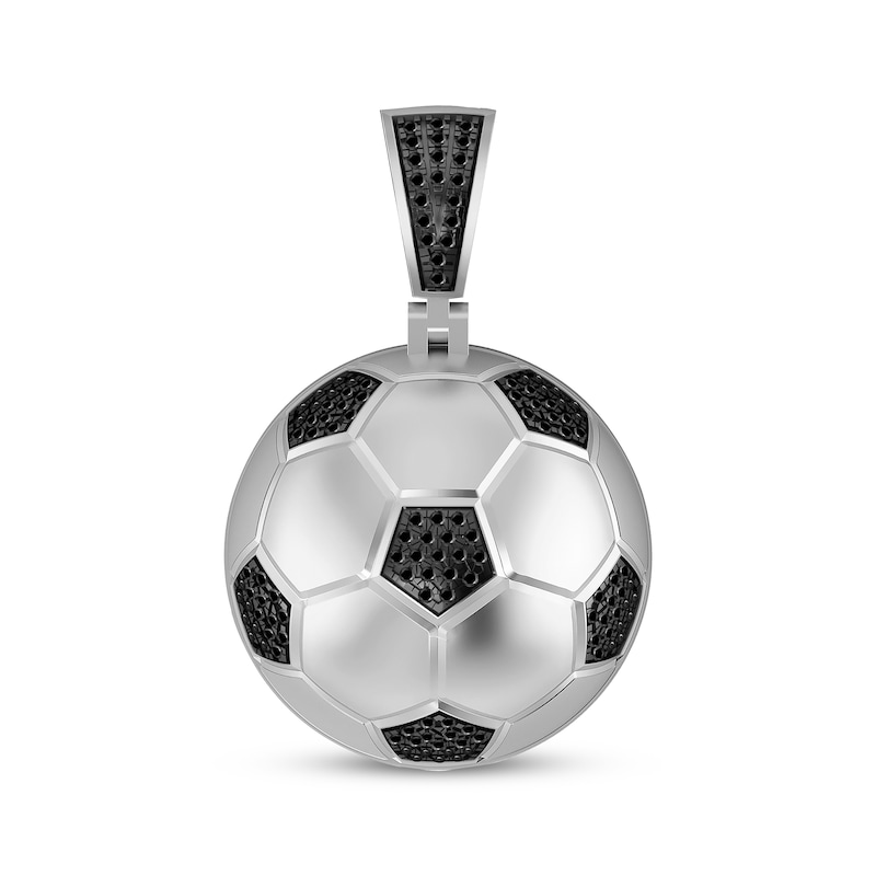 Main Image 1 of Black Diamond Soccer Ball Charm 1/4 ct tw Sterling Silver