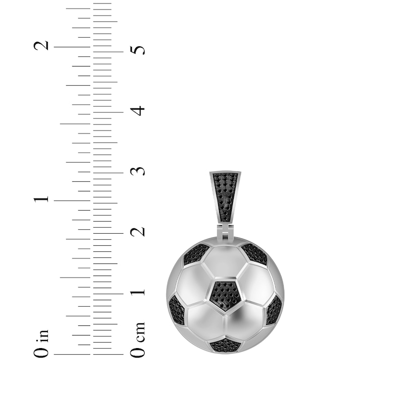 Main Image 3 of Black Diamond Soccer Ball Charm 1/4 ct tw Sterling Silver