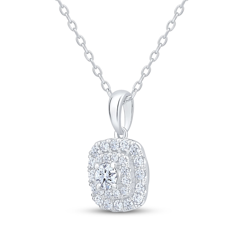 Main Image 2 of Lab-Grown Diamonds by KAY Double Cushion Halo Necklace 1/2 ct tw 10K White Gold 18&quot;