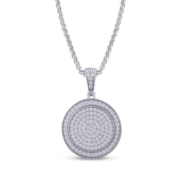 Lab-Grown Diamonds by KAY Men's Circle Necklace 1 ct tw Sterling Silver 22&quot;