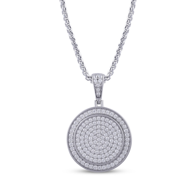 Main Image 1 of Lab-Grown Diamonds by KAY Men's Circle Necklace 1 ct tw Sterling Silver 22&quot;