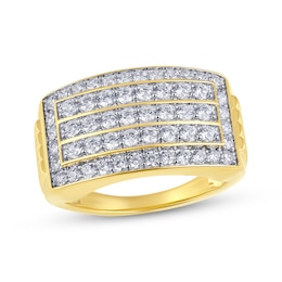 Lab-Grown Diamonds by KAY Men's Multi-Row Rectangle Ring 2 ct tw 10K Yellow Gold