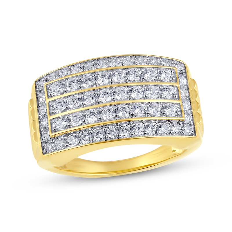 Main Image 1 of Lab-Grown Diamonds by KAY Men's Multi-Row Rectangle Ring 2 ct tw 10K Yellow Gold