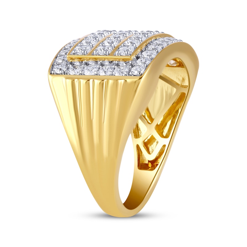 Main Image 2 of Lab-Grown Diamonds by KAY Men's Multi-Row Rectangle Ring 2 ct tw 10K Yellow Gold