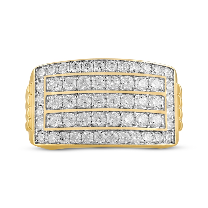 Main Image 3 of Lab-Grown Diamonds by KAY Men's Multi-Row Rectangle Ring 2 ct tw 10K Yellow Gold