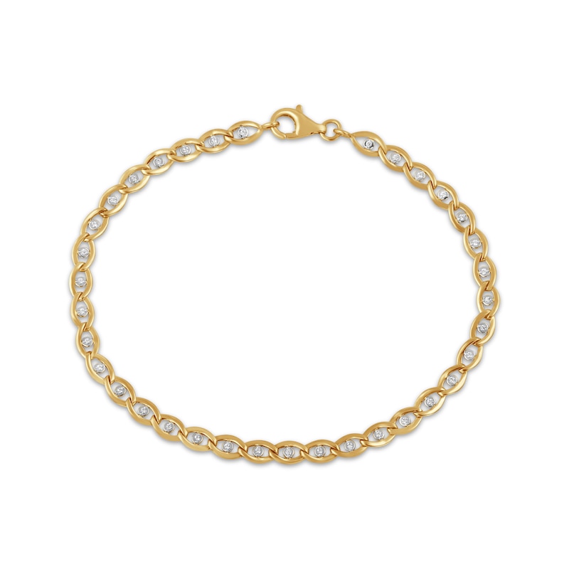 Main Image 1 of Diamond Marquise Link Chain Bracelet 1/6 ct tw 10K Yellow Gold 7&quot;