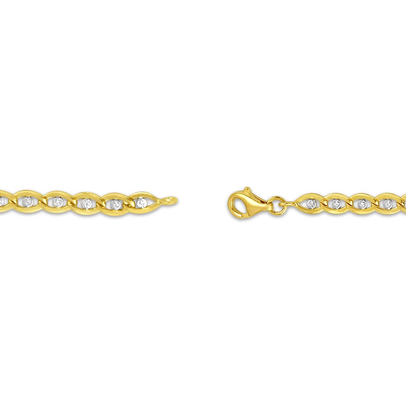 Main Image 3 of Diamond Marquise Link Chain Bracelet 1/6 ct tw 10K Yellow Gold 7&quot;