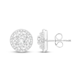 Lab-Grown Diamonds by KAY Flower Halo Stud Earrings 1-1/4 ct tw 10K White Gold