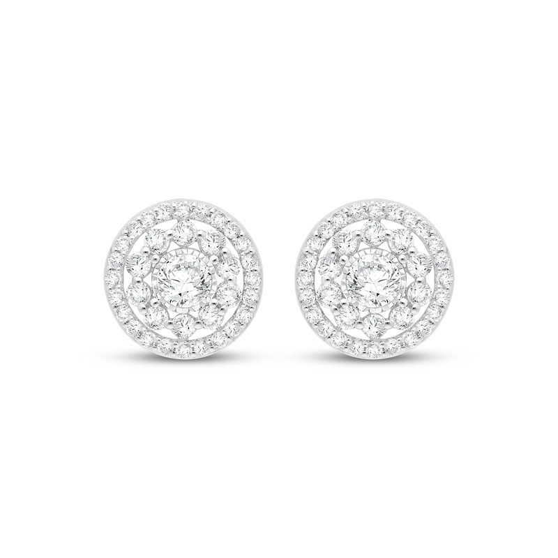 Main Image 2 of Lab-Grown Diamonds by KAY Flower Halo Stud Earrings 1-1/4 ct tw 10K White Gold