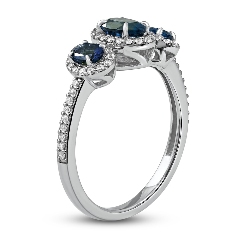 Main Image 2 of Sapphire & Diamond Ring 1/5 ct tw Round-cut 10K White Gold