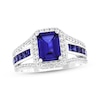 Thumbnail Image 0 of Emerald-Cut Blue Lab-Created Sapphire & White Lab-Created Sapphire Ring Sterling Silver