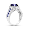 Thumbnail Image 1 of Emerald-Cut Blue Lab-Created Sapphire & White Lab-Created Sapphire Ring Sterling Silver