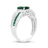 Thumbnail Image 2 of Cushion-Cut Lab-Created Emerald & White Lab-Created Sapphire Bypass Ring Sterling Silver