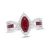 Thumbnail Image 1 of Marquise-Cut Lab-Created Ruby & White Lab-Created Sapphire Bypass Ring Sterling Silver