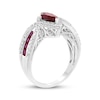 Thumbnail Image 2 of Marquise-Cut Lab-Created Ruby & White Lab-Created Sapphire Bypass Ring Sterling Silver