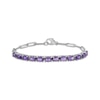 Thumbnail Image 1 of Oval-Cut Amethyst Paperclip Chain Bracelet Sterling Silver 7.5&quot;